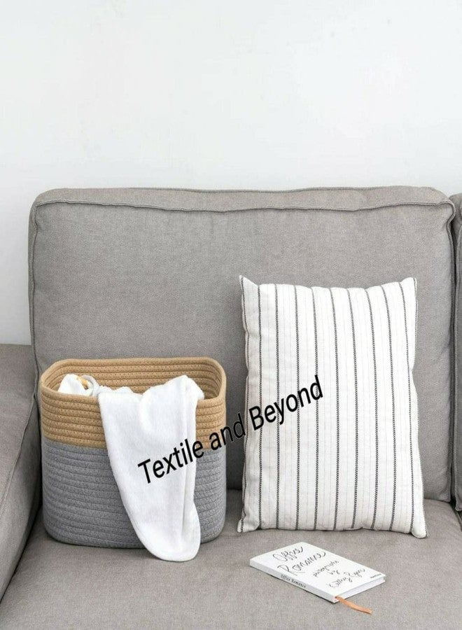 Textile and Beyond منظم تخزين من حبل صندوق ديكور منزلي بوهيمي من تيكستايل آند بيوند - سلة من الجوت للفواكه، الغسيل، الألعاب، سلة هدايا، صينية أطفال، منظم دلو لغرفة المعيشة والمطبخ والحمام (مجموعة من 1، 2.1) - Image 5